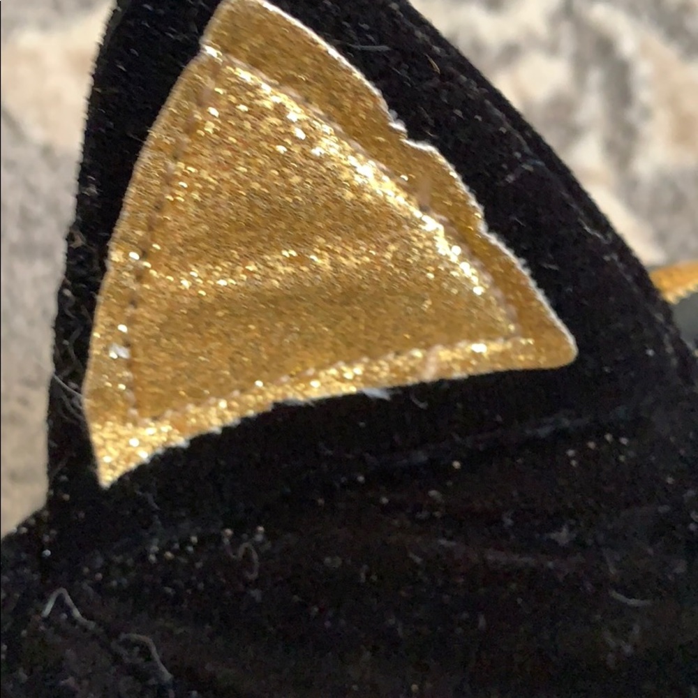 Black and gold sparkle cat velvet backpack - Picture 3 of 6